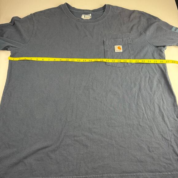 Carhartt Shirt Adult Men's 2XL Blue Long Sleeve Spell Out Neon Work Shirt Pocket - Picture 4 of 6